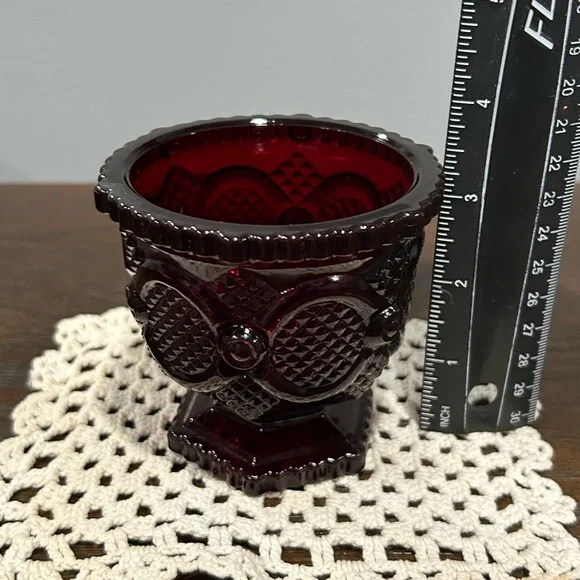 Avon Cape Cod - Ruby Red Glass Open Sugar Bowl - Picture 3 of 7